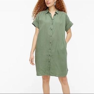 J Crew Baird McNutt Irish Linen Army Green Dress NWT